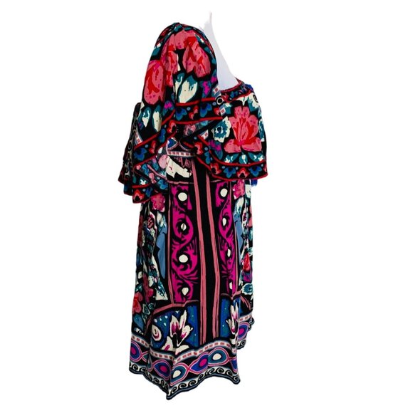 Flying Tomato Boho Floral Off Shoulder Tunic Dress Size M Tassels Mini Coachella - Picture 3 of 11